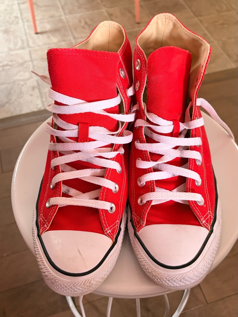 Classic High-Top Converse Red Sneakers - size 9 men’s 11 women’s